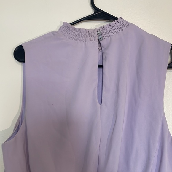 She & Sky | Lavender Sleeveless High Neck Semi Cropped Smocked Top - Picture 6 of 8